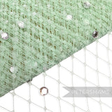 Petershams Millinery Supplies mint green diamond-patterned veiling embellished with clear acrylic diamantes