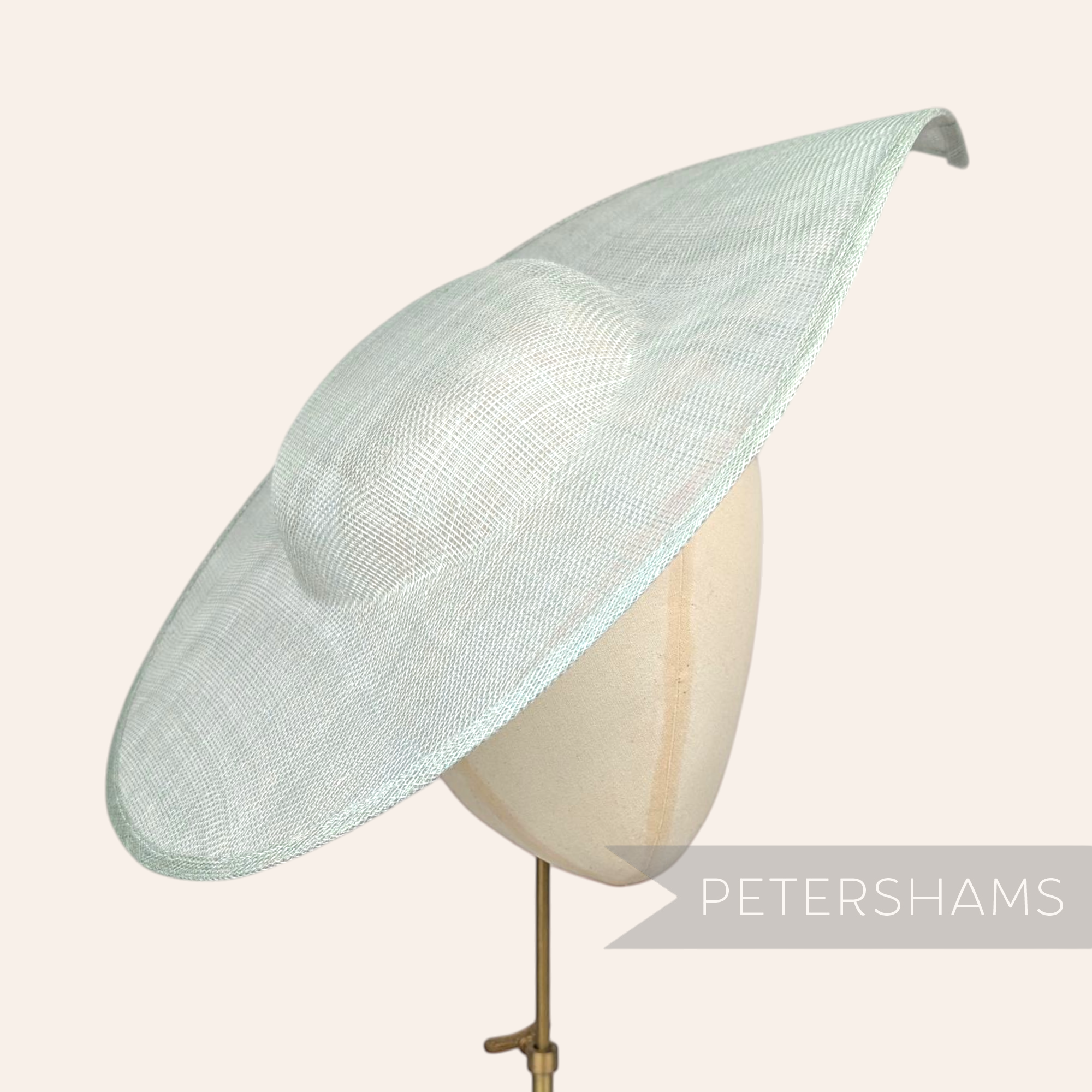 Petershams Millinery Supplies extra large mint blue sinamay fascinator hat base with a pointed tip