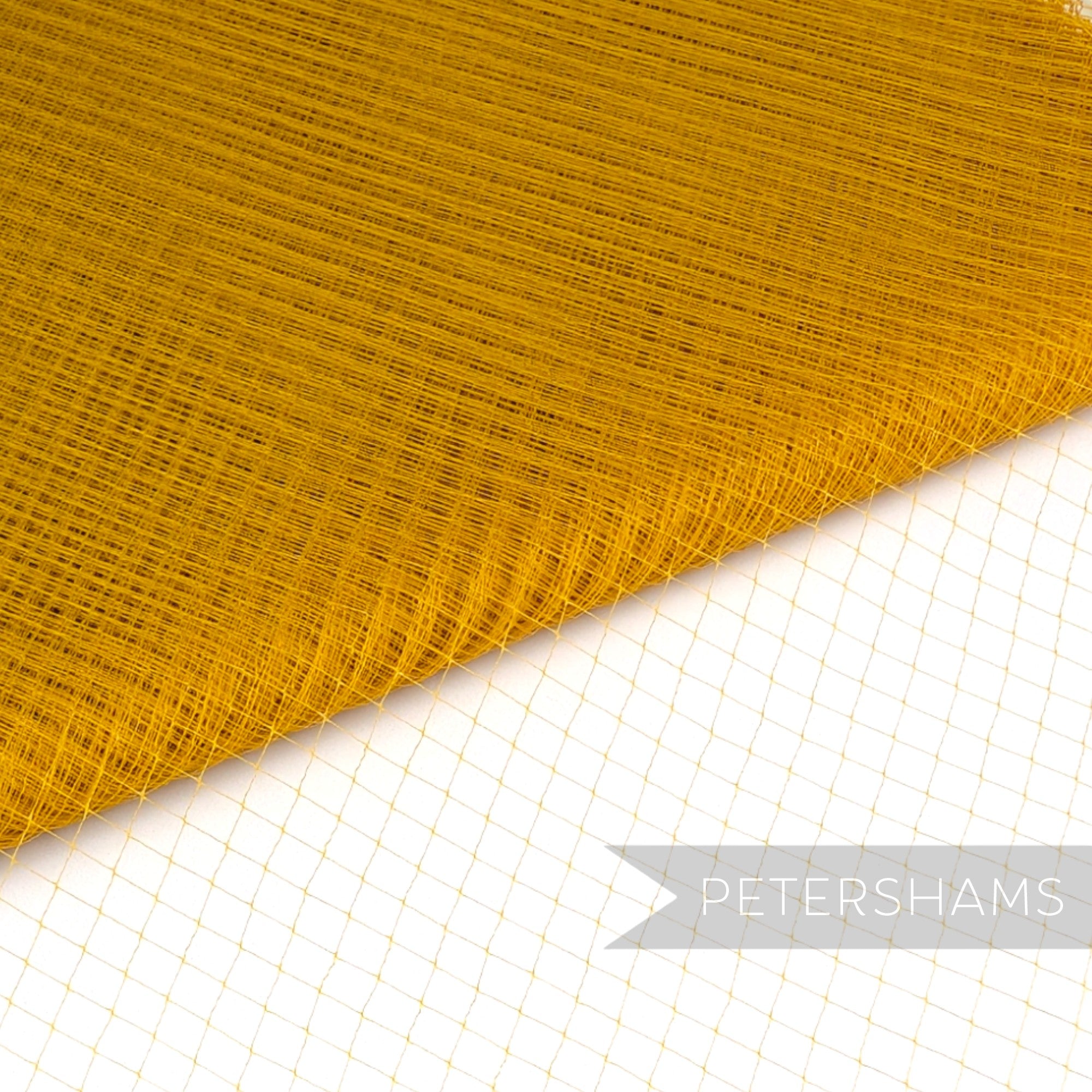 Petershams Millinery Supplies vintage mustard yellow fine weave nylon veiling with delicate 5mm diamond pattern