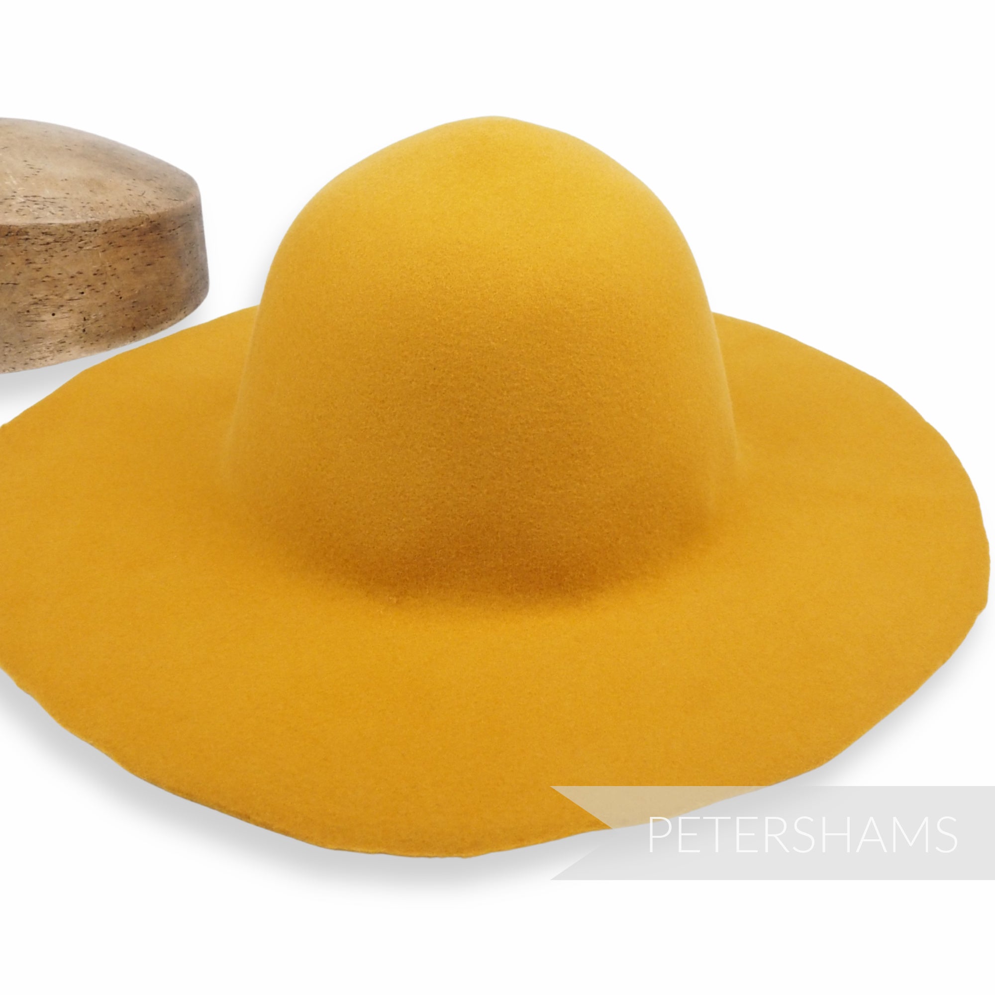 Petershams Millinery Supplies mustard yellow wool felt capeline hat body for millinery blocking