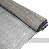 Petershams Millinery Supplies natural polyester abaca fabric roll with contrast blue threading and rustic texture.