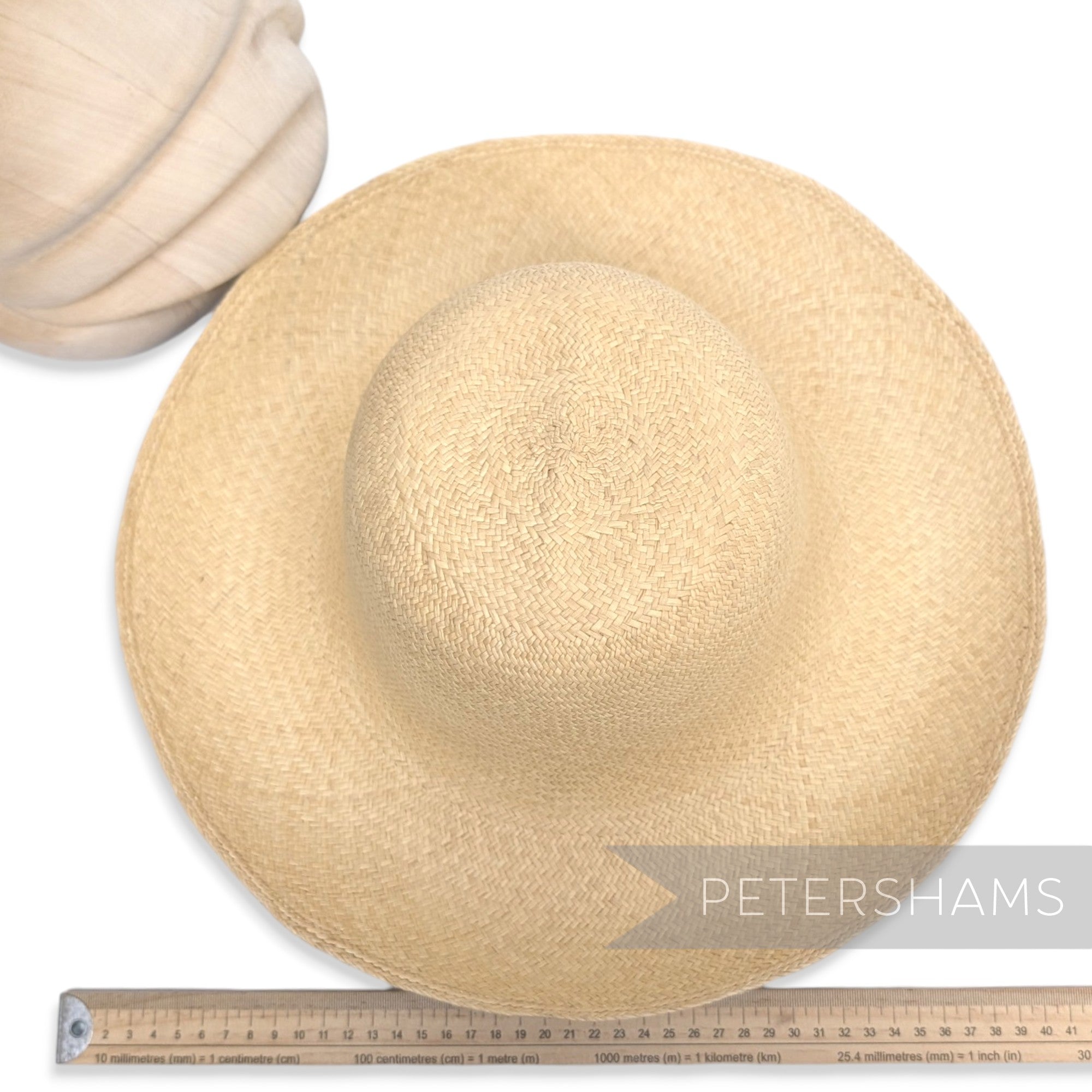 Petershams Millinery Supplies vintage Ecuador Panama straw capeline hat body in natural plain weave