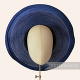Petershams Millinery Supplies navy blue cotton threaded capeline hat body with a shiny polybraid edge