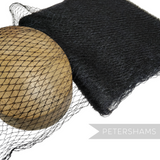 Petershams Millinery Supplies vintage dark navy blue fishnet veiling draped