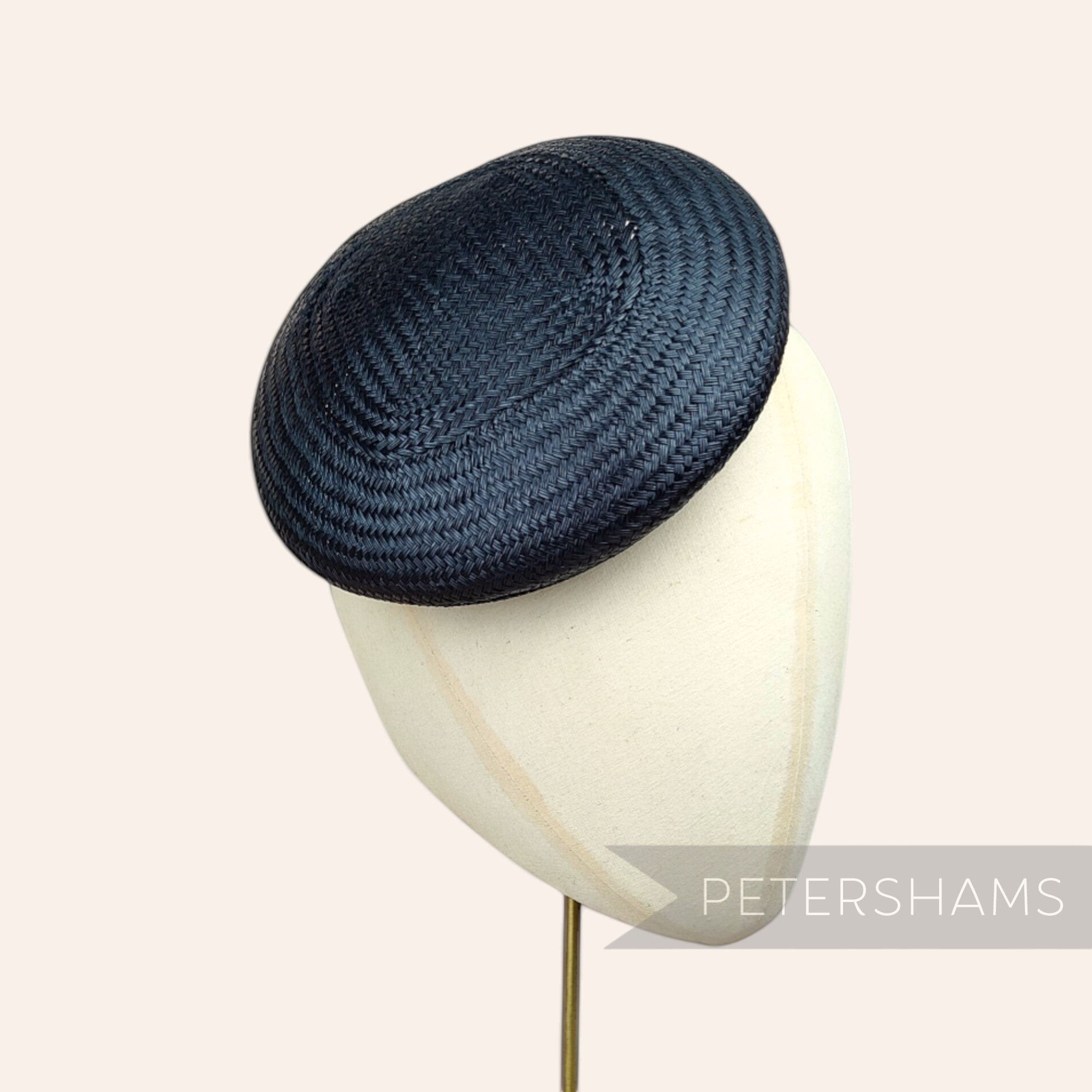 Petershams Millinery Supplies navy blue round buntal straw button fascinator hat base