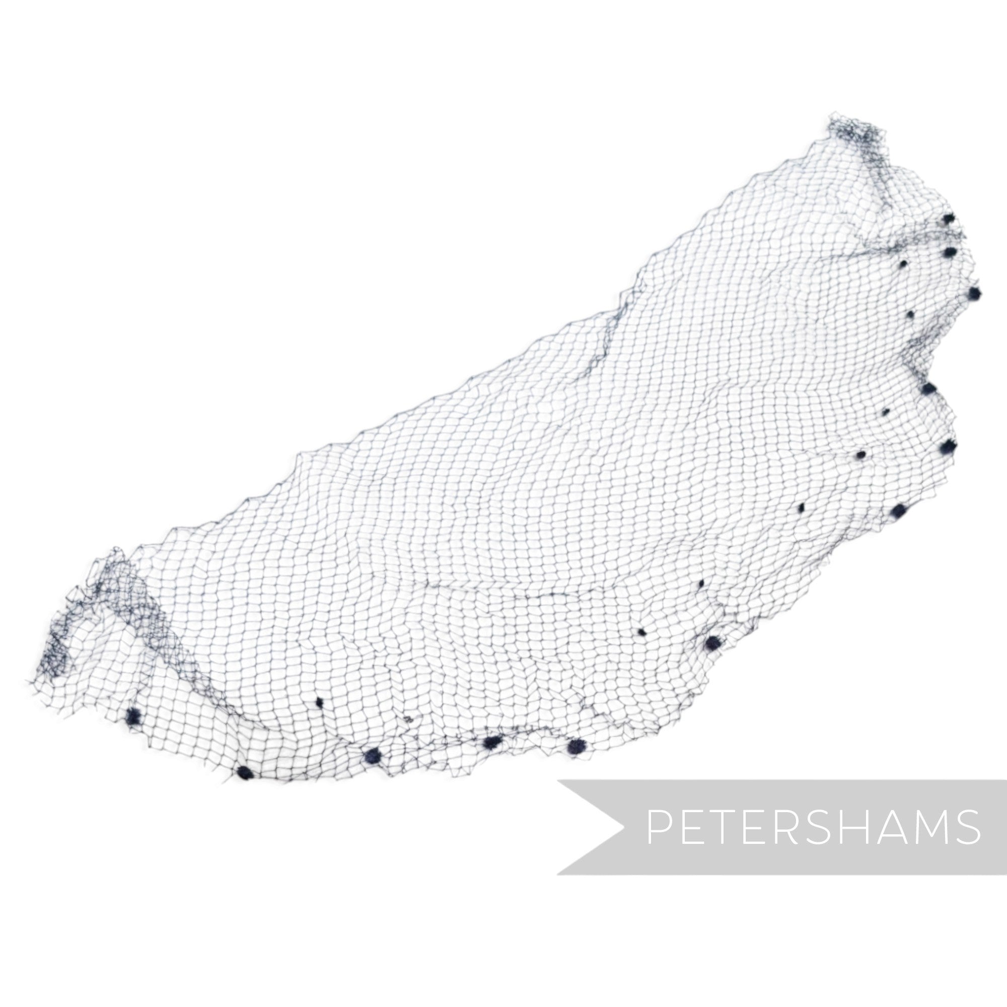 Petershams Millinery Supplies vintage navy blue honeycomb veiling with double mini dot pattern for hat making