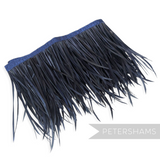 Petershams Millinery Supplies extra long navy blue goose biot feather fringe on a stitched satin binding