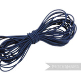 Petershams Millinery Supplies 1.5mm navy blue round hat elastic cord for securing fascinators and headpieces.