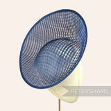 Petershams Millinery Supplies Amanda navy blue lattice weave sinamay fascinator base with a deep upward scoop.