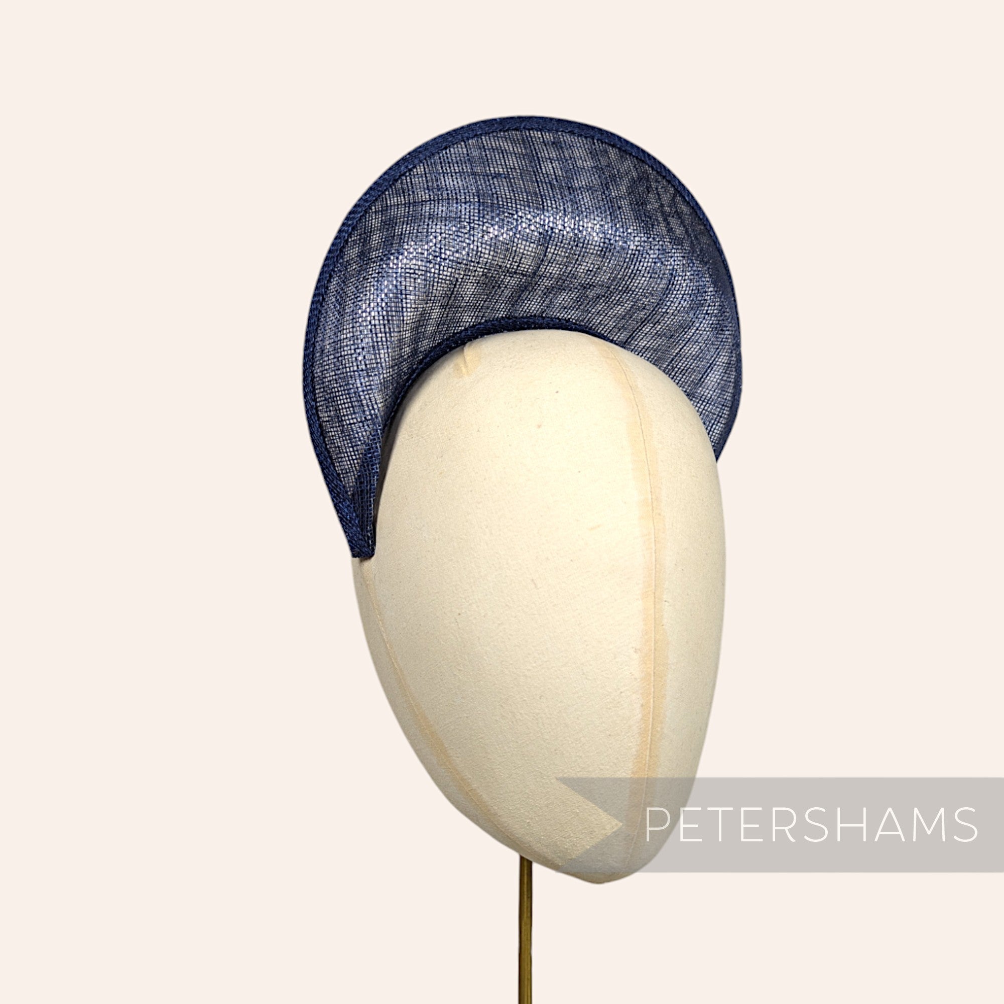 Petershams Millinery Supplies navy with silver metallic lurex sinamay halo crown fascinator hat base