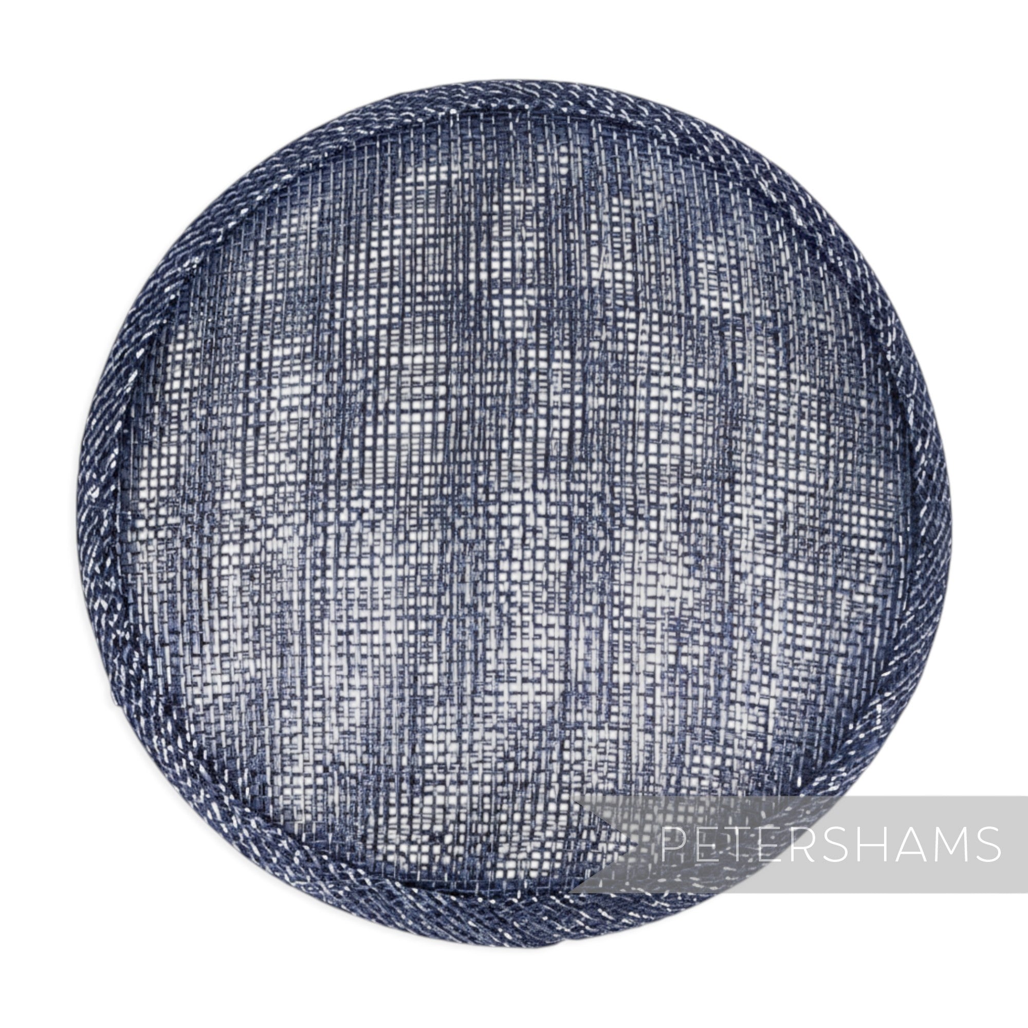 Petershams Millinery Supplies 13.5cm round navy blue metallic lurex sinamay fascinator hat base with bound edge