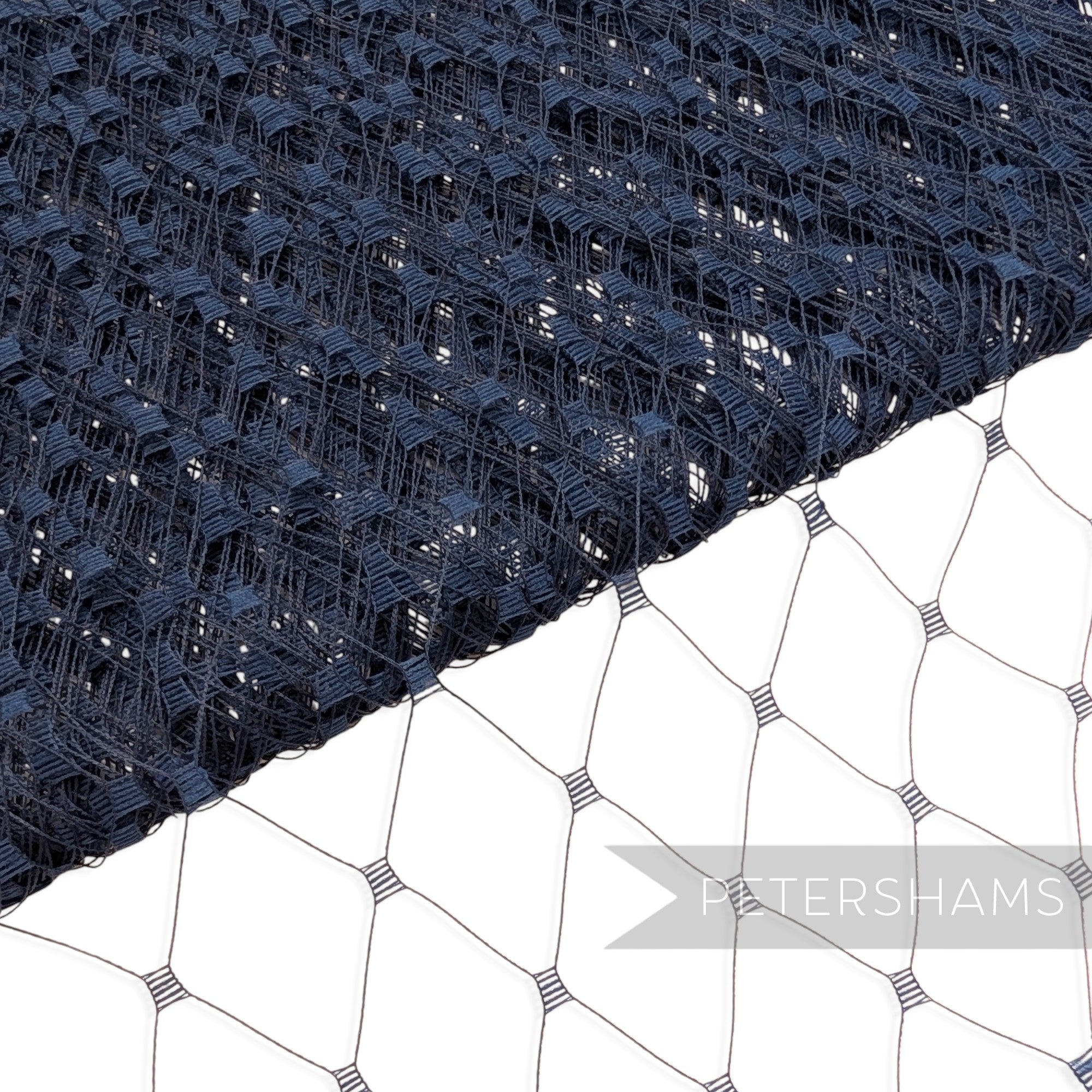 Petershams Millinery Supplies navy blue English merry widow veiling with extra wide 3cm diamond netting in 100% nylon