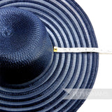 Petershams Millinery Supplies navy blue polybraid capeline hat body with a wide striped crin brim