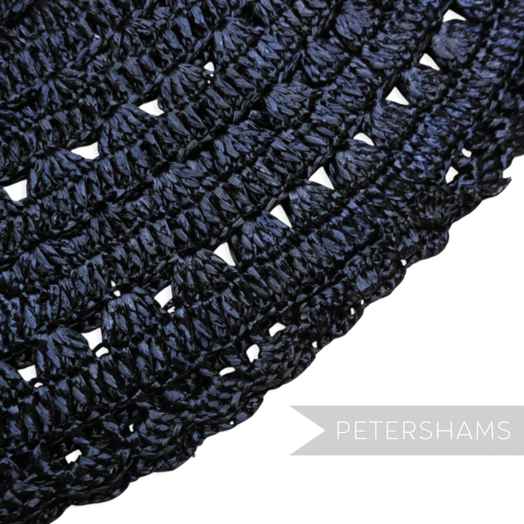 Petershams Millinery Supplies vintage 1970s navy laminated raffia crochet hat body material for millinery projects.