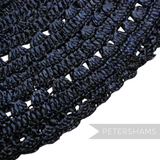 Petershams Millinery Supplies vintage 1970s navy laminated raffia crochet hat body material for millinery projects.