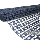 Petershams Millinery Supplies vintage navy blue laminated raffia mesh fabric with a checkerboard weave pattern.
