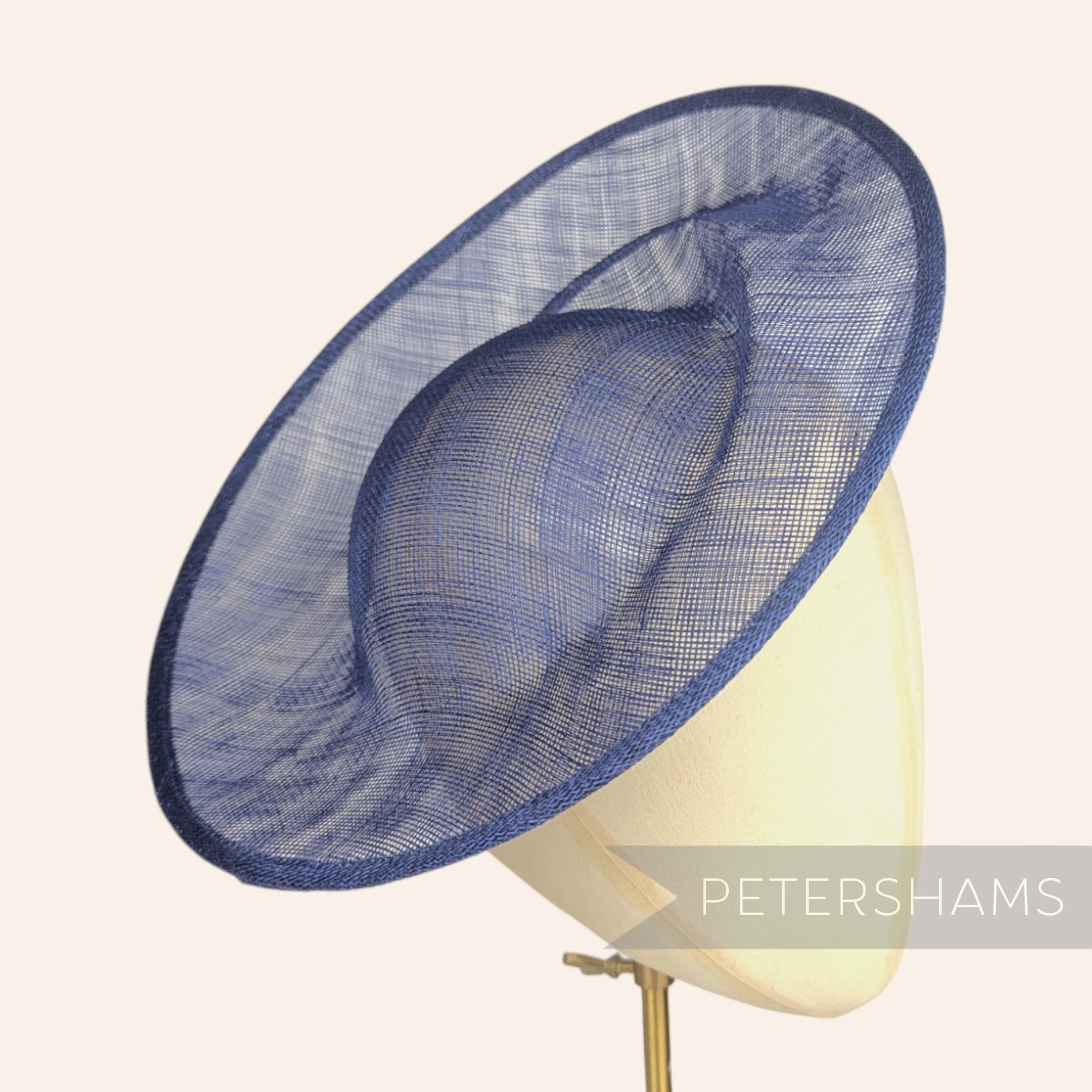 Petershams Millinery Supplies Cindy navy blue sinamay fascinator hat base with orbital pleat detail