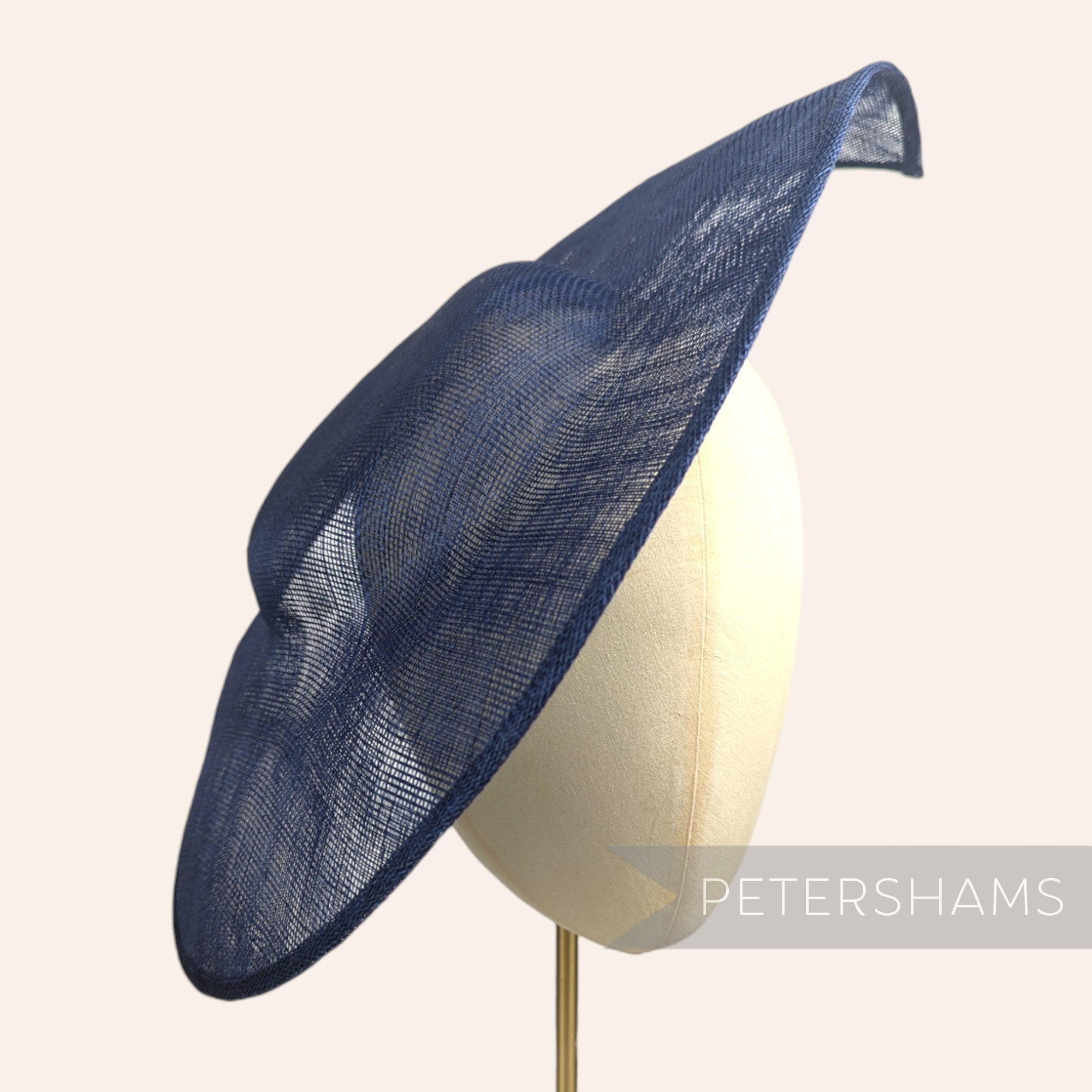 Petershams Millinery Supplies extra large navy blue sinamay fascinator base with a pointed tip