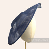 Petershams Millinery Supplies extra large navy blue sinamay fascinator base with a pointed tip