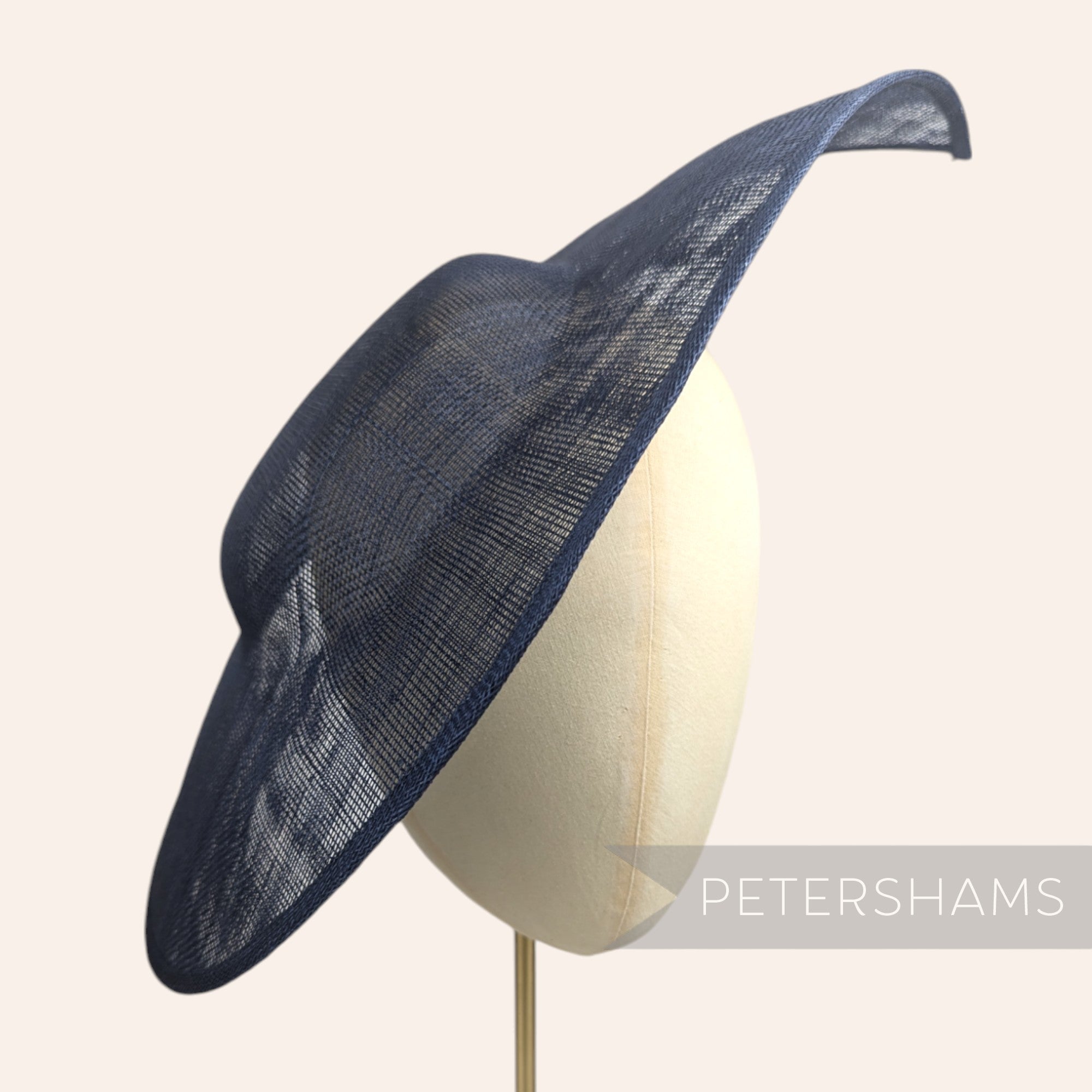Petershams Millinery Supplies extra large french navy blue sinamay fascinator base with a pointed tip