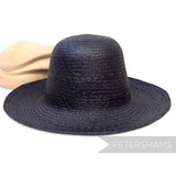 Petershams Millinery Supplies vintage black toquilla straw capeline hat body with fine plaited stripe detail