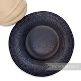 Petershams Millinery Supplies vintage navy blue toquilla straw capeline hat body with fine plait stripe pattern.