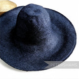 Petershams Millinery Supplies XL navy blue visca capeline hat body with a 1x1 checkerboard weave and floppy brim.