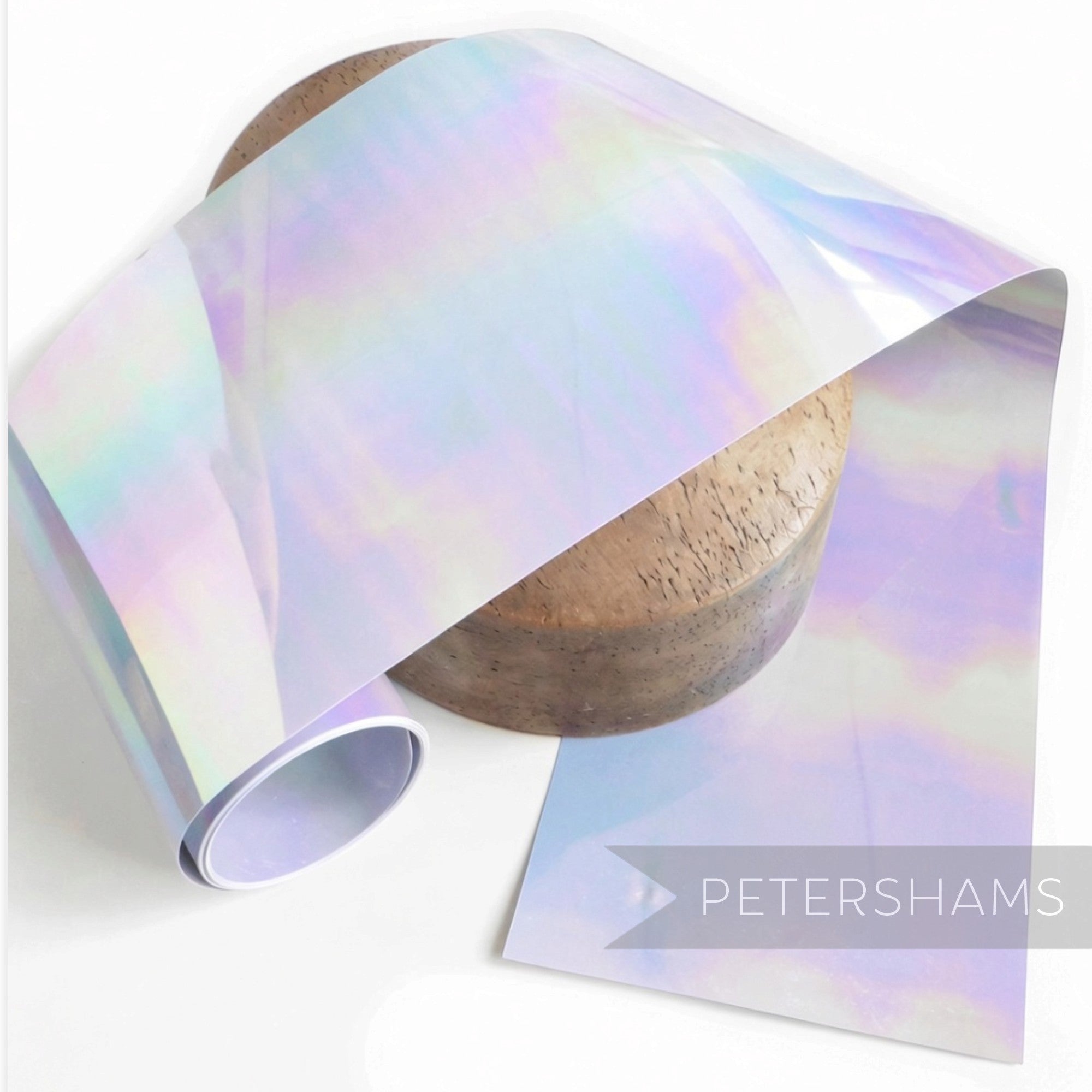 Petershams Millinery Supplies opaque oil slick sequin film roll with iridescent multi-colour sheen