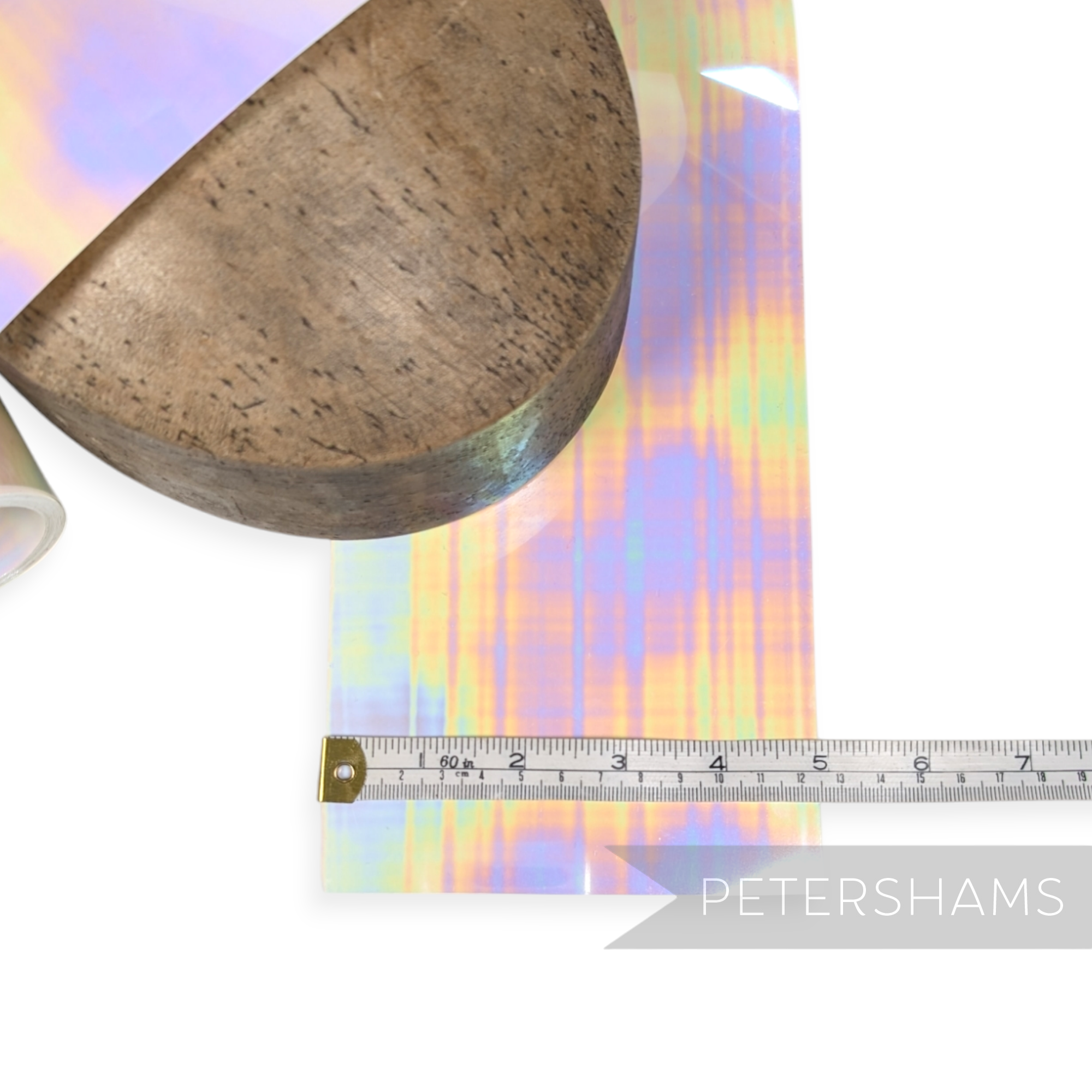 Petershams Millinery Supplies opaque oil slick sequin film roll with iridescent multi-colour sheen