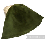 Petershams Millinery Supplies extra large olive green double faced peachbloom fur felt hat cone for hat making.