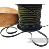Petershams Millinery Supplies 7mm deep moss green French velvet ribbon on a spool