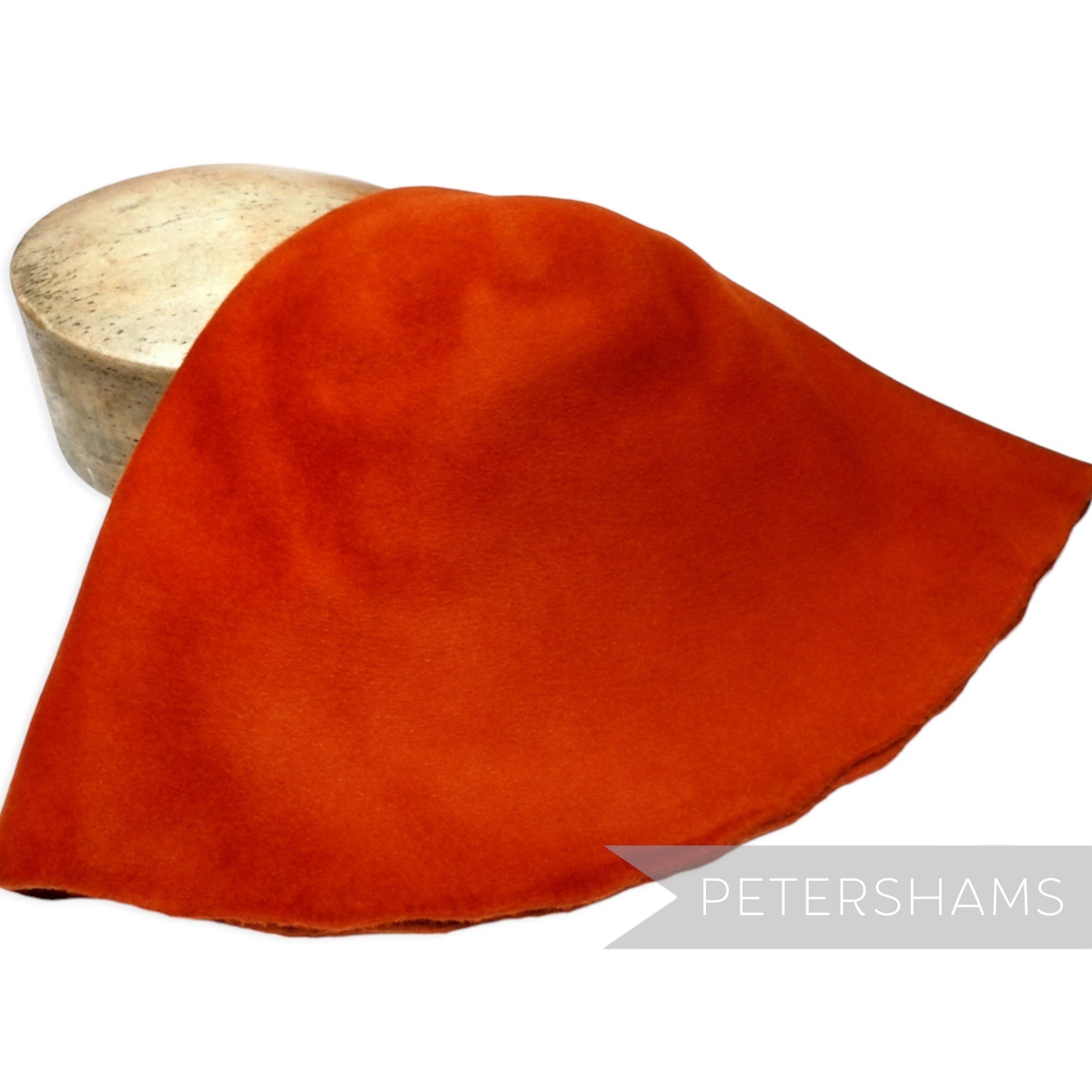 Petershams Millinery Supplies extra large double faced orange peachbloom fur felt cone hat body for millinery projects