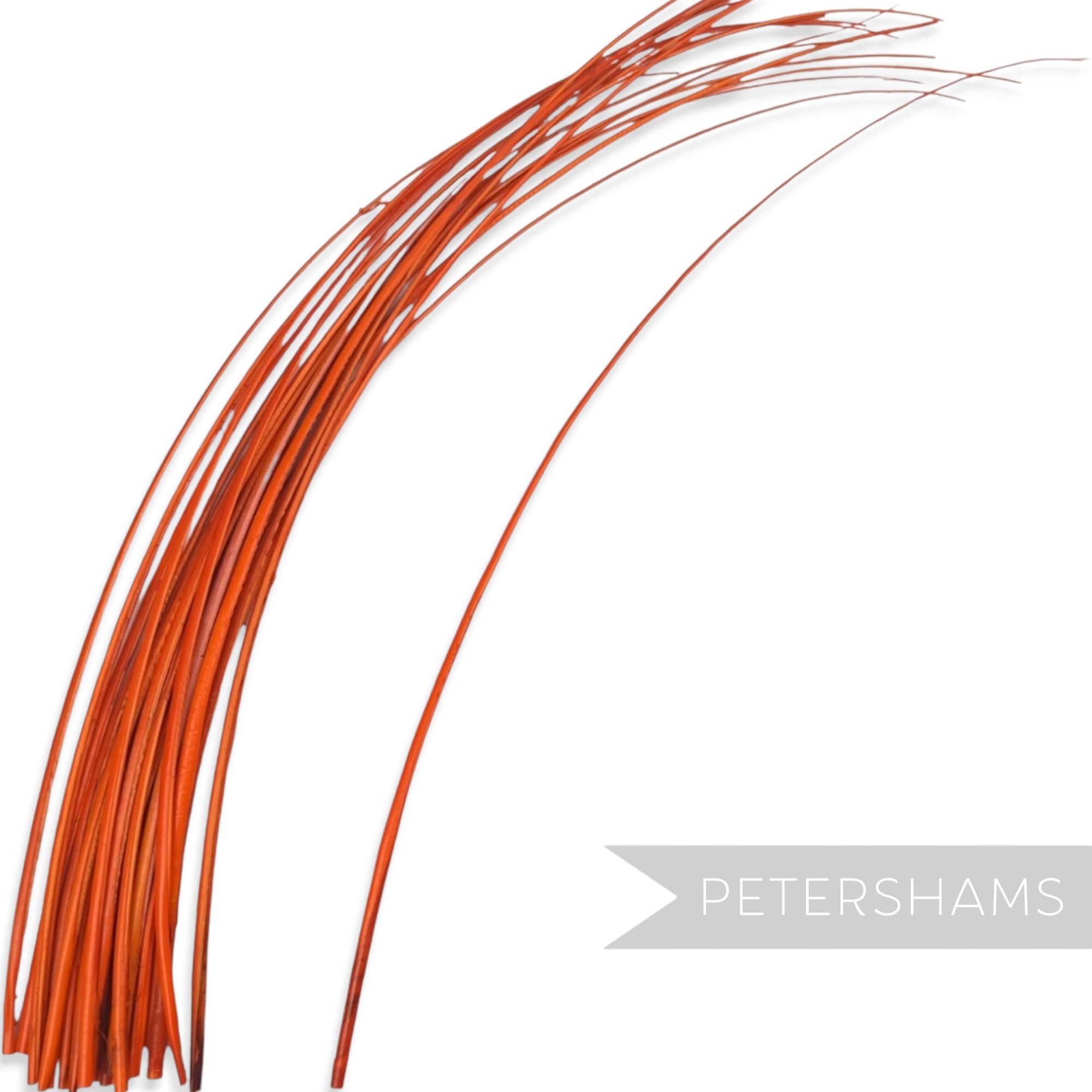 Petershams Millinery Supplies long orange stripped ostrich quill feather for hat making and millinery crafts