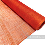 Petershams Millinery Supplies orange sinamay fabric, a lightweight, woven material ideal for hat making and fascinators.