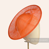 Petershams Millinery Supplies burnt orange sinamay fascinator hat base with orbital pleat detail