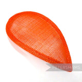 Petershams Millinery Supplies orange teardrop shaped sinamay hat base with wired edges for custom millinery styling