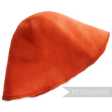 Petershams Millinery Supplies extra large peachbloom velour fur felt hat cone in a vibrant burnt orange colour.