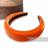Petershams Millinery Supplies orange velvet 40mm super padded headband with black braid lining for millinery projects