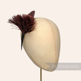 Petershams Millinery Supplies dark brown ostrich and zig zag goose feather hat mount