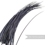 Petershams Millinery Supplies dark grey stripped ostrich quill feather for hat making and millinery crafts.