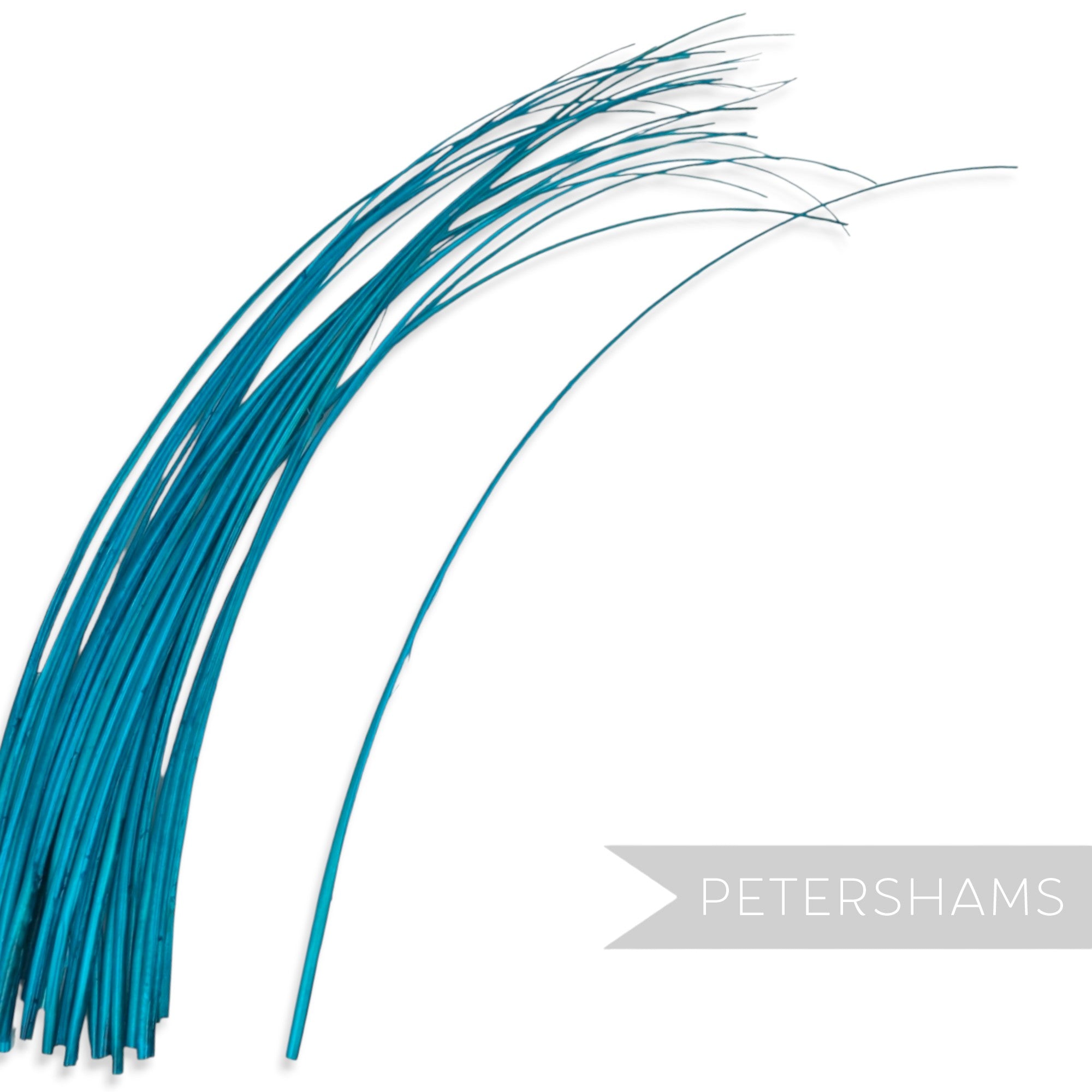 Petershams Millinery Supplies turquoise stripped ostrich quill feather for hat making and millinery projects