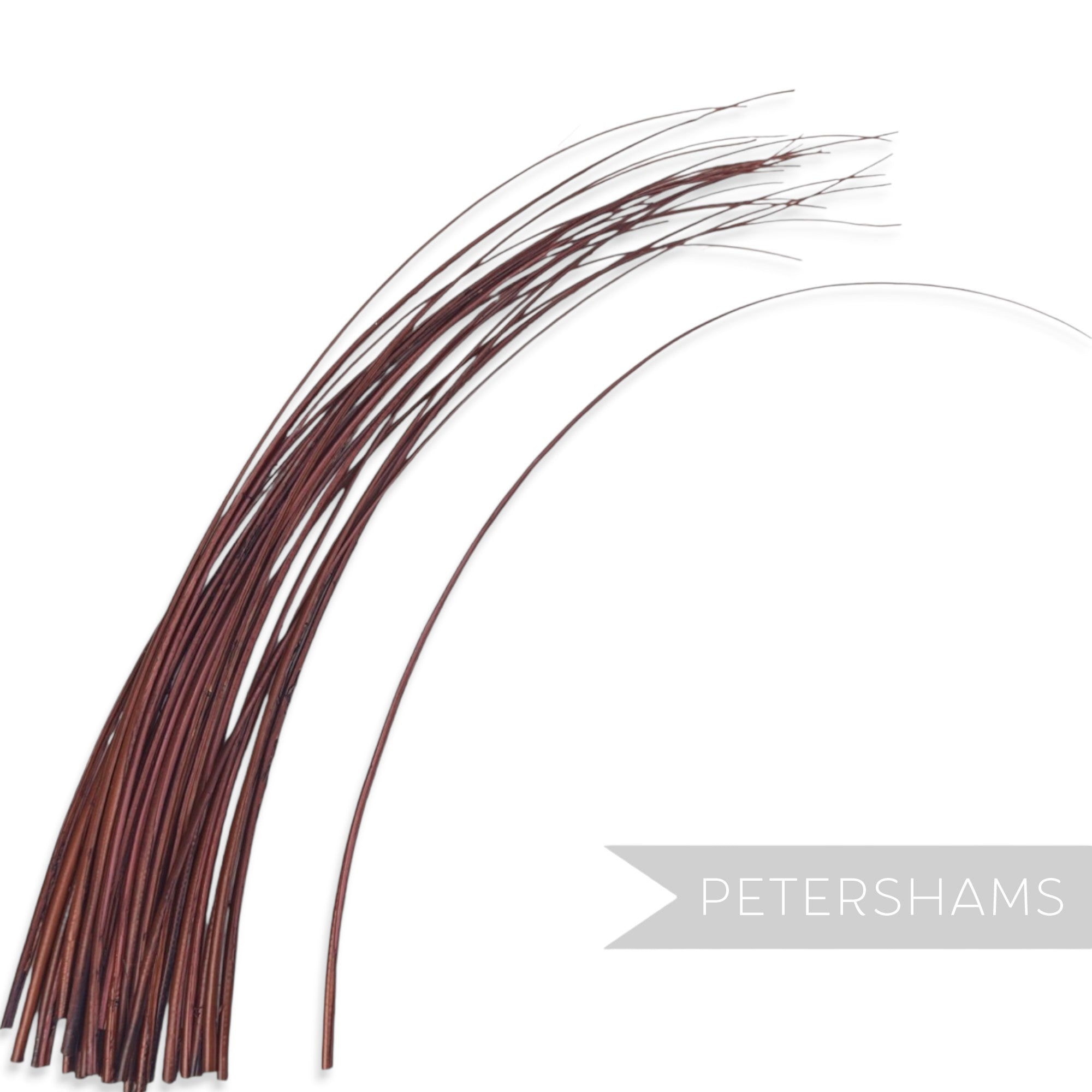 Petershams Millinery Supplies long rust stripped ostrich quill feather for hat making and millinery crafts