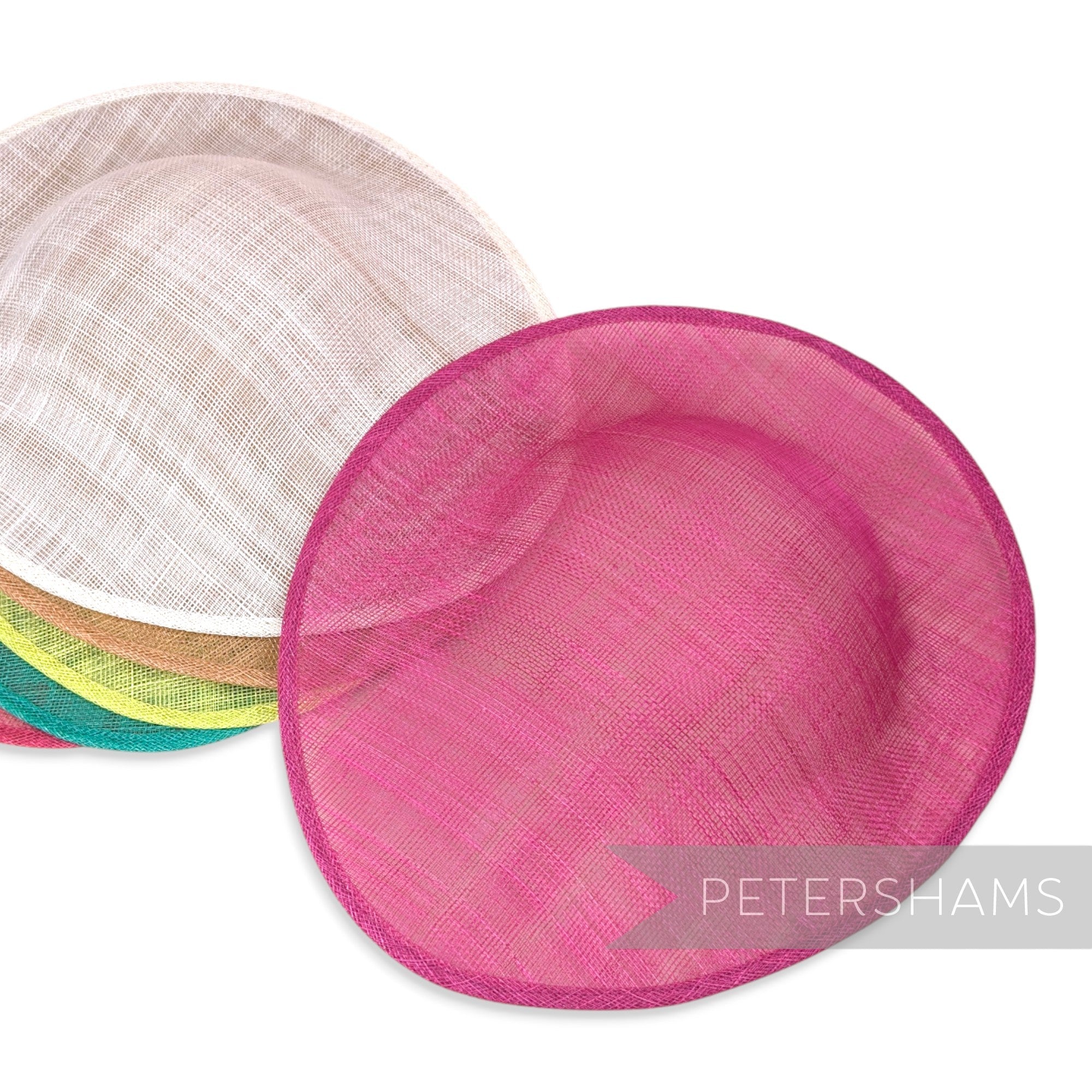 Petershams Millinery Supplies Maggie oval sinamay fascinator hat bases in various vibrant colours