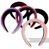 Petershams Millinery Supplies pack of five assorted 40mm wide padded headbands in various velvet colours