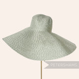 Petershams Millinery Supplies pale green polybraid capeline hat body with intricate weave and 15-inch brim.