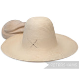 Petershams Millinery Supplies vintage Ecuador Panama straw capeline hat body with a decorative X vent design.