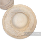 Petershams Millinery Supplies vintage Ecuador Panama straw capeline hat body with an intricate double diamond weave.