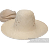 Petershams Millinery Supplies vintage Ecuador Panama straw capeline hat body with open weave vent detail.