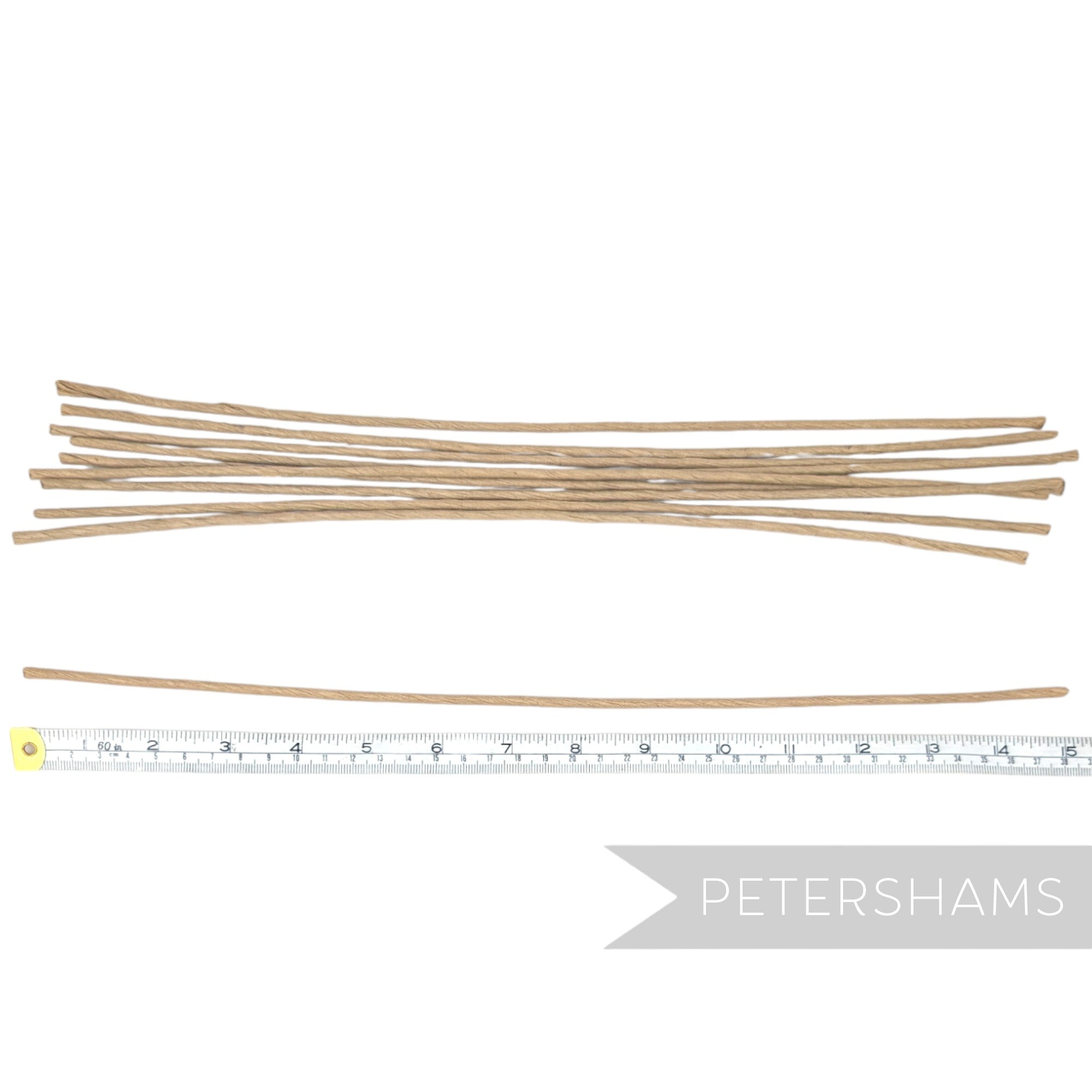 Petershams Millinery Supplies vintage brown paper wrapped wire flower stems measuring 38cm in a pack of 10
