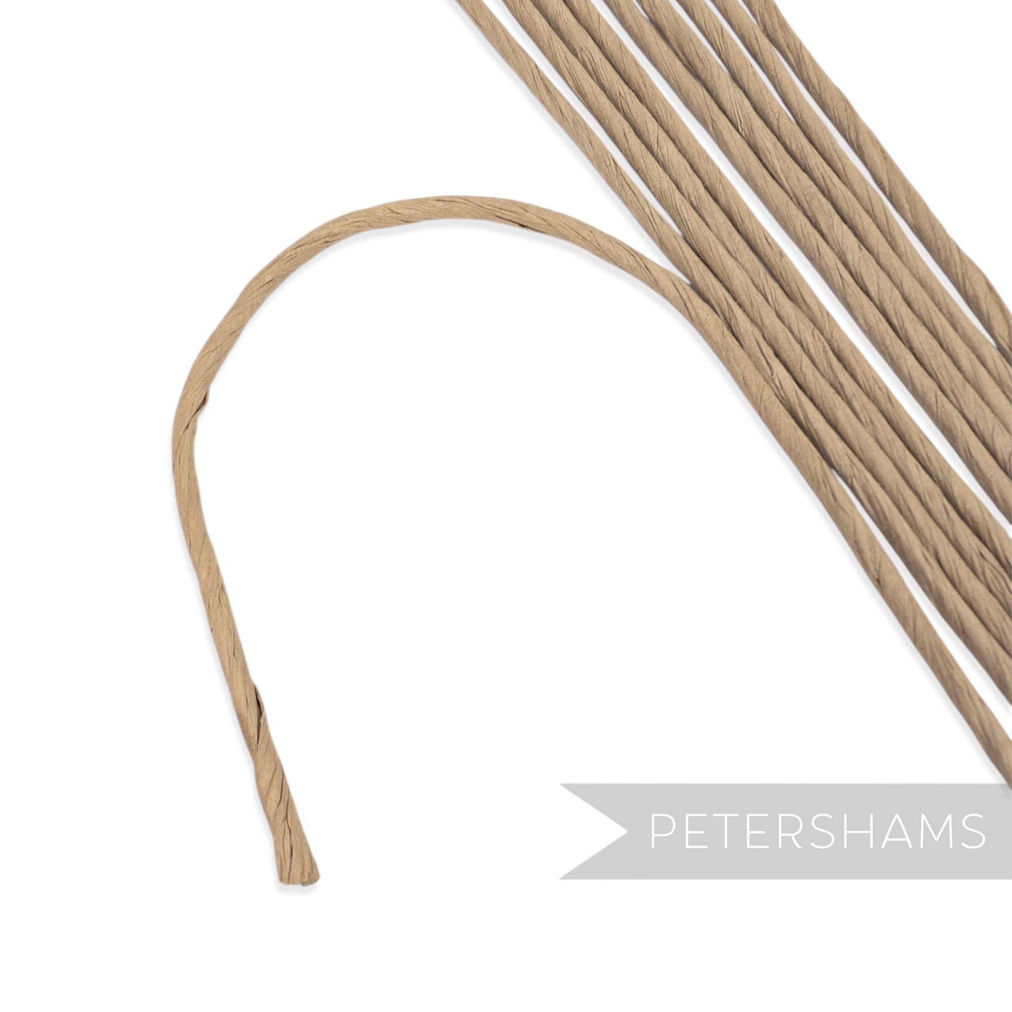 Petershams Millinery Supplies vintage 1970s brown paper-wrapped malleable wire flower stems in a pack of 10.